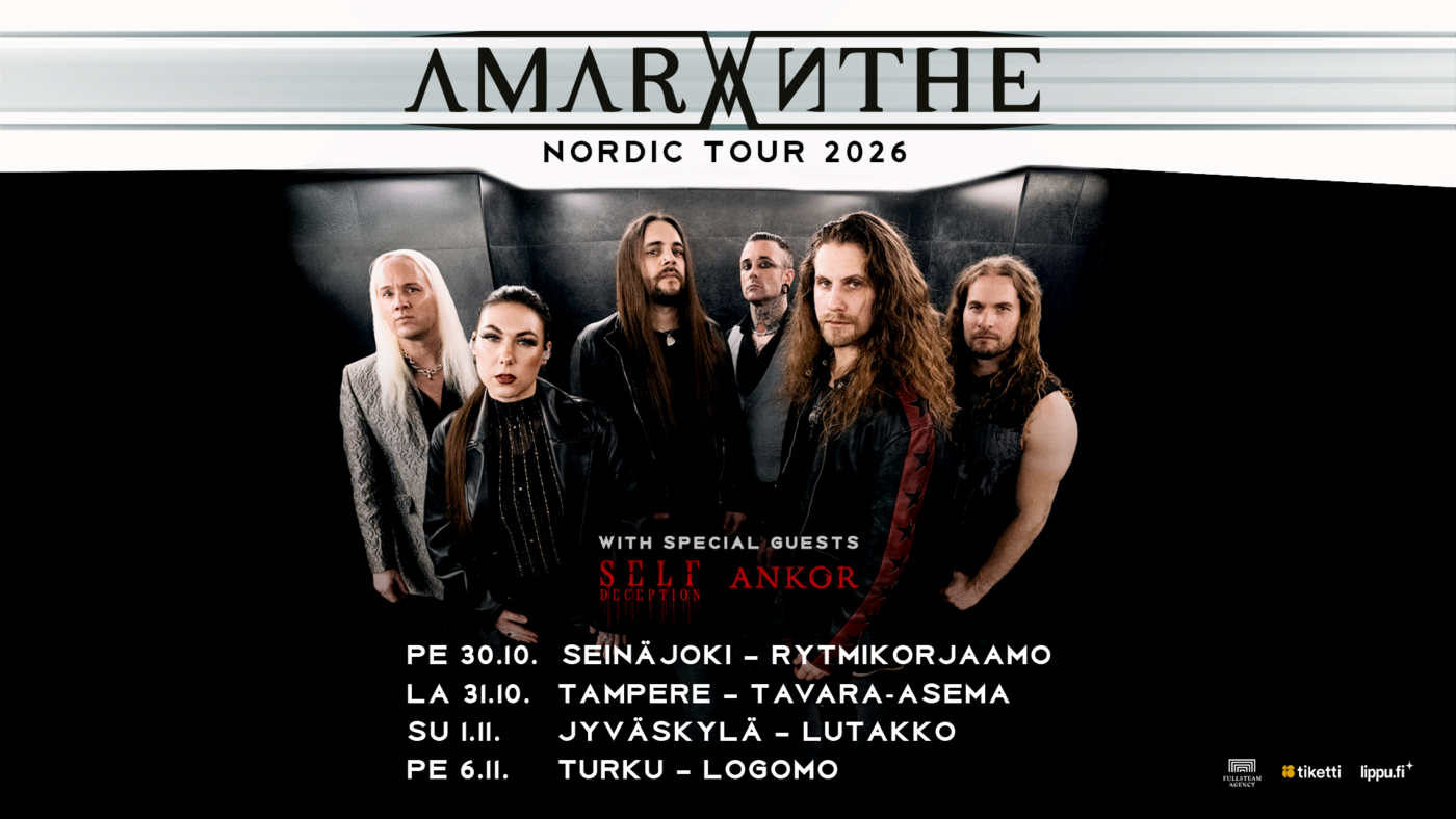 METALLIJÄTTI AMARANTHE NÄHDÄÄN LOPPUVUODESTA NELJÄLLÄ SUOMEN-KEIKALLA 