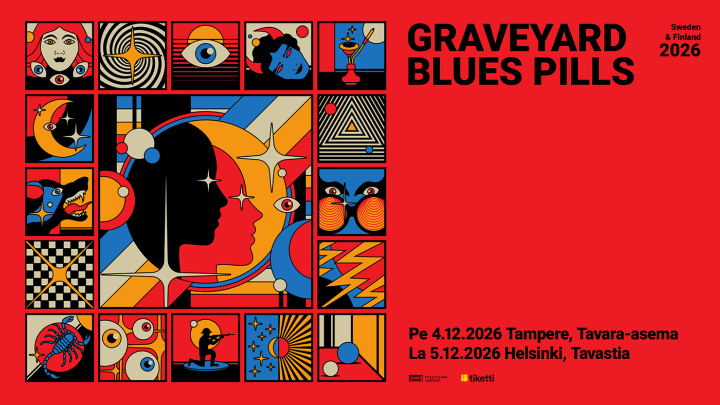 RUOTSALAISEN ROCKIN VOIMAKAKSIKKO BLUES PILLS JA GRAVEYARD YHTEISKIERTUEELLE SUOMEEN 